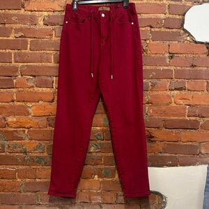 Judy Blue Garment Dyed Elastic Waist High Rise‎ Red Jeans Size 9/29